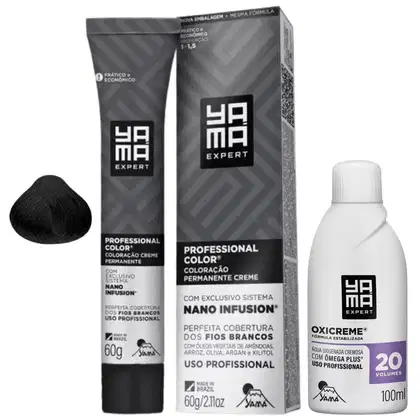 Imagem do produto Kit Coloração Yama Nano Infusion Profissional 3.0 Castanho Escuro + Ox Cremosa 20vol 100m