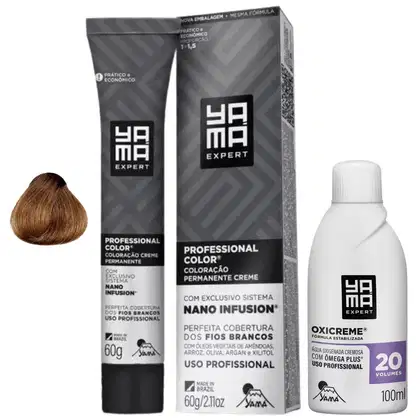 Imagem do produto Kit Coloração Yama Nano Infusion Profissional 7.1 Louro Medio Acizentado + Ox Cremosa 20vol 100