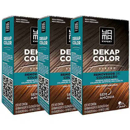 Imagem do produto Kit 3 DekapColor Yama Removedor De Coloração Capilar Cabelo Profissional Sem Amonia 120m