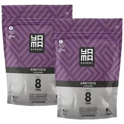 Imagem do produto Kit 2 Pó Descolorante Ametista Profissional 8 Tons Efeito Rápido Yama Refil 300