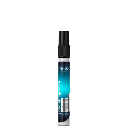 Frasco em spray do Uso Obrigatório da marca Truss, com 30ml e cores azul e preto predominantes. O rótulo exibe o nome da marca e informações sobre o produto em destaque.