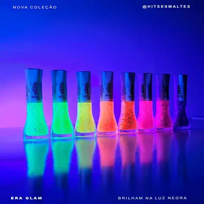 Imagem do produto Esmalte Hits Neon Glitter Coleção Era Glam - Kit com 8 Esmaltes