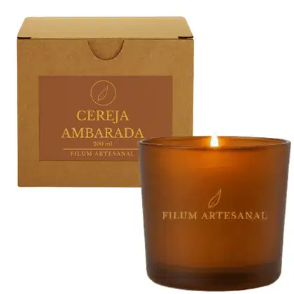 Imagem do produto Filum Artesanal Vela Aromática Perfumada Cereja Ambarada  200g