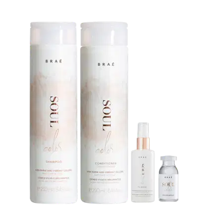 Imagem do produto Kit BRAÉ Soul Color - Shampoo+Condicionador 250ml + Oil Blend 60ml + Ampola 13ml (4 Produtos)