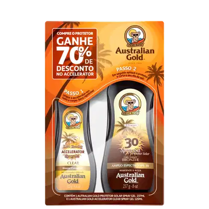 Imagem do produto Kit Australian Gold Instant Bronzer - Protetor Solar Corporal + Bronzeador (2 Produtos)