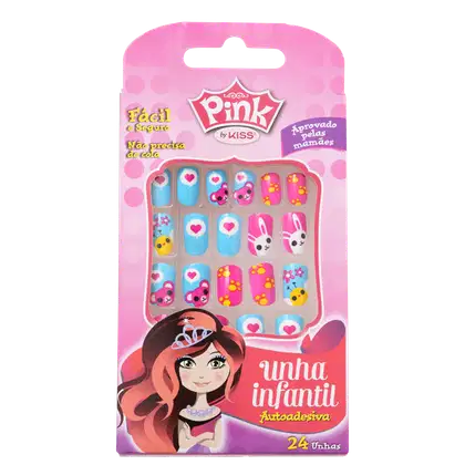 Imagem do produto Kiss New York Pink Infantil Pop Princess Bichinhos - Unhas Postiças