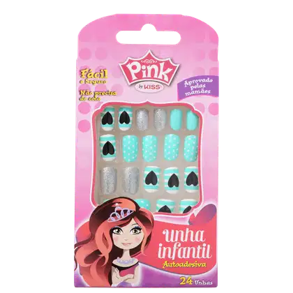 Imagem do produto Kiss New York Pink Infantil Pop Princess Coração - Unhas Postiças