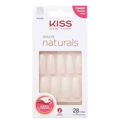 Imagem do produto Kiss New York Salon Naturals Quadrado Longo - Unhas Postiças (28 Unidades)
