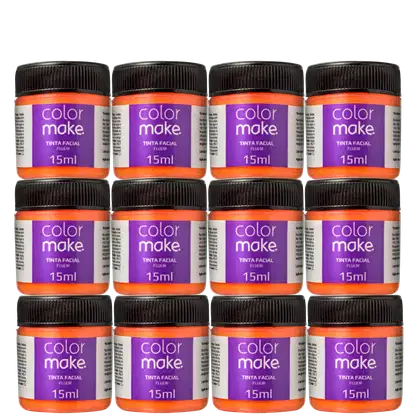 Imagem do produto Kit Colormake Fluorescente Laranja - Tinta Líquida 12x15ml