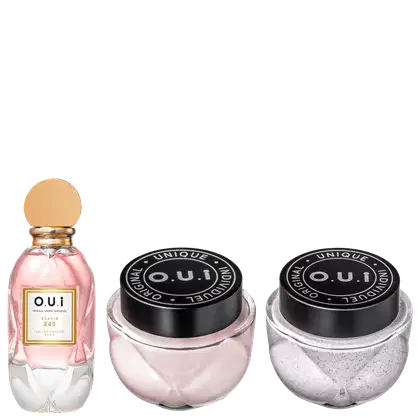 Imagem do produto Conjunto Scapin 245 O.U.i Feminino - Eau de Parfum 75ml + Hidratante Desodorante Corporal 200g + Esfoliante Corporal 200g