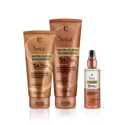 Imagem do produto Kit Siàge Nutri Óleos Poderosos Shampoo + Condicionador + Óleo Bifásico Capilar