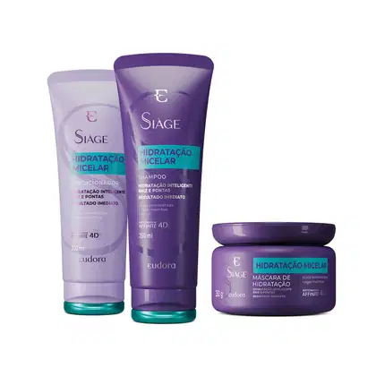 Imagem do produto Combo Eudora Siàge Hidratação Micelar: Shampoo 250ml + Condicionador 200ml + Máscara Capilar 250g