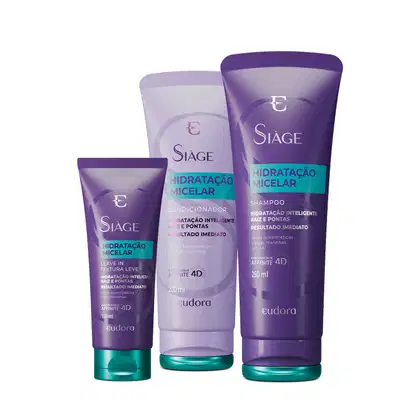 Imagem do produto Combo Siàge Hidratação Micelar: Shampoo 250ml + Condicionador 200ml + Leave-In 100ml