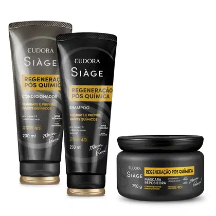 Imagem do produto Combo Siàge Regeneração Pós Química: Shampoo 250ml + Máscara 250g + Condicionador 200ml