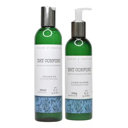 Kit com shampoo e condicionador Grandha Flores e Vegetais Dry Confort.