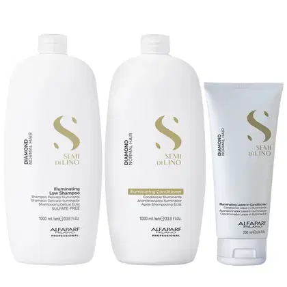 Imagem do produto Kit Alfaparf Semi Di Lino Diamond - Shampoo 1L + Condicionador 1L + Leave in 200ml