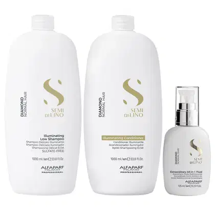 Imagem do produto Kit Alfaparf Semi Di Lino Diamond - Shampoo 1L + Condicionador 1L + Fluído 125ml