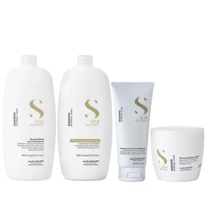 Imagem do produto Kit Alfaparf Semi Di Lino Diamond - Shampoo 1L + Condicionador 1L + Máscara 500ml + Leave in 200ml