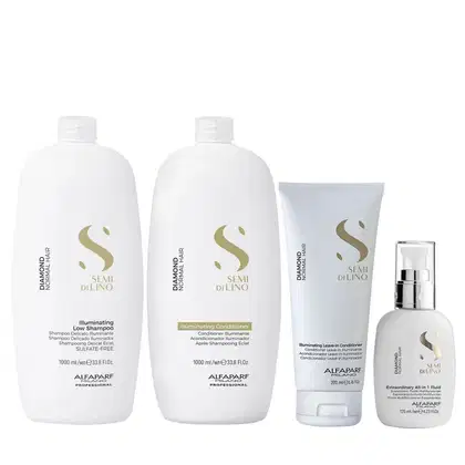 Imagem do produto Kit Alfaparf Semi Di Lino Diamond - Shampoo 1L + Condicionador 1L + Leave in 200ml + Fluído 125ml