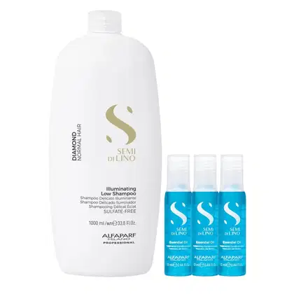 Imagem do produto Kit Alfaparf Semi Di Lino Diamond - Shampoo 1L + 3x Ampola 13ml