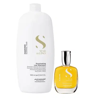 Imagem do produto Kit Alfaparf Semi Di Lino Diamond - Shampoo 1L + Cristalli 50ml