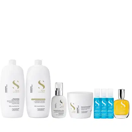 Imagem do produto Kit Alfaparf SDL Diamond- Shampoo 1L + Condicionador 1L + Mascara 500ml + Cristalli 50ml + Fluido 125ml + 3x Ampola 13ml