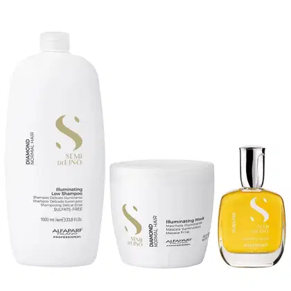 Imagem do produto Kit Alfaparf Semi Di Lino Diamond - Shampoo 1L + Máscara 500ml + Cristalli 50ml