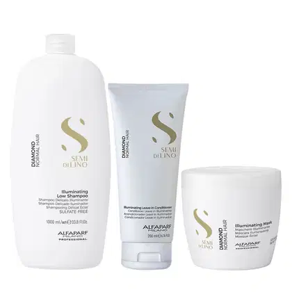 Imagem do produto Kit Alfaparf Semi Di Lino Diamond - Shampoo 1L + Máscara 500ml + Leave in 200ml