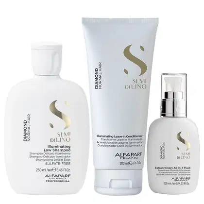 Imagem do produto Kit Alfaparf Semi Di Lino Diamond - Shampoo 250ml + Leave in 200ml + Fluído 125ml
