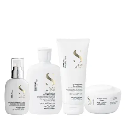 Imagem do produto Kit Alfaparf Semi Di Lino Diamond - Shampoo 250ml + Condicionador 200ml + Máscara 200ml + Fluído 125ml