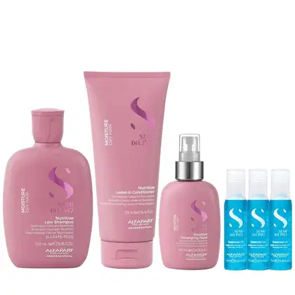 Imagem do produto Kit Alfaparf Semi Di Lino Moisture -  Shampoo 250ml + Leave in Condicionador 200ml + Fluído 125ml + 3x Ampola 13ml