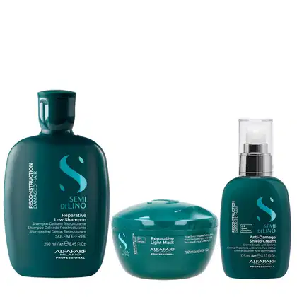 Imagem do produto Kit Alfaparf Semi Di Lino Reconstruction - Shampoo 250ml + Máscara Suave 200ml + Creme 125ml