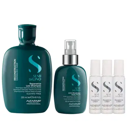 Imagem do produto Kit Alfaparf Semi Di Lino Reconstruction - Shampoo 250ml + Fluído 125ml + 3x Ampola 13ml
