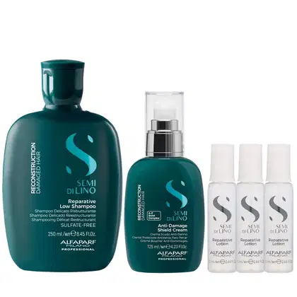Imagem do produto Kit Alfaparf Semi Di Lino Reconstruction - Shampoo 250ml + Creme 125ml + 3x Ampola 13ml