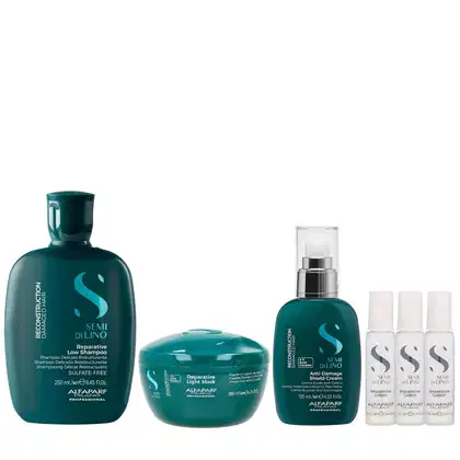 Imagem do produto Kit Alfaparf Semi Di Lino Reconstruction - Shampoo 250ml + Máscara Suave 200ml + Creme 125ml + 3x Ampola 13ml