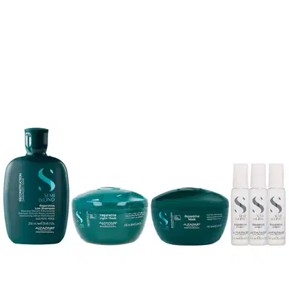 Imagem do produto Kit Alfaparf Semi Di Lino Reconstruction - Shampoo 250ml + Máscara 200ml + Máscara Suave 200ml + 3x Ampola 13ml