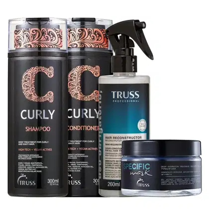 Imagem do produto Kit Truss Curly - Shampoo 300ml + Condicionador 300ml +  Uso Obrigatório 260ml + Máscara Specific 180g