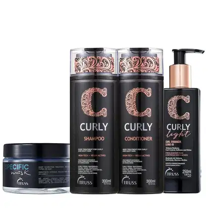 Kit Truss Curly - Shampoo 300ml + Condicionador 300ml +  Leave-In Light 250ml + Máscara Specifc 180g