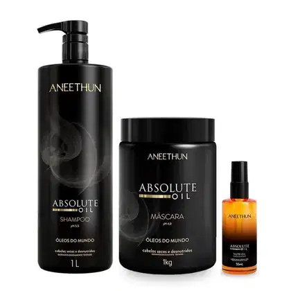 Imagem do produto Kit Aneethun Absolute Oil - Shampoo 1l + Máscara 1kg + Óleo 55ml