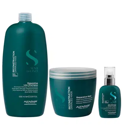 Imagem do produto Kit Alfaparf Semi Di Lino Reconstruction - Shampoo 1L + Máscara 500ml + Creme 125ml
