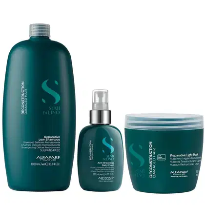 Imagem do produto Kit Alfaparf Semi Di Lino Reconstruction - Shampoo 1L + Máscara Suave 500ml + Fluído 125ml