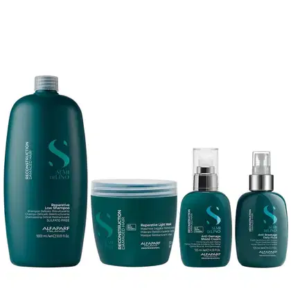 Imagem do produto Kit Alfaparf Semi Di Lino Reconstruction - Shampoo 1L + Máscara Suave 500ml +  Fluído 125ml  + Creme 125ml