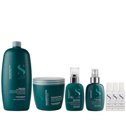 Imagem do produto Kit Alfaparf Semi Di Lino Reconstruction - Shampoo 1L + Máscara 500ml +  Fluído 125ml  + Creme 125ml + 3x Ampola 13ml