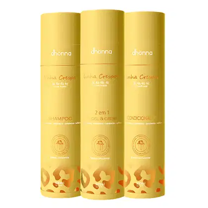 Imagem do produto Trio Crespos Gel Creme, Shampoo e Condicionador - Dhonna | Trio Ideal para Crespos Definidos e Hidratados