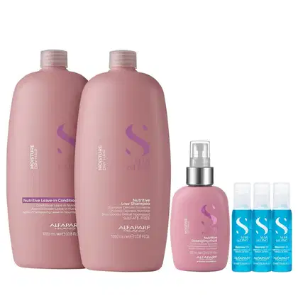Imagem do produto Kit Alfaparf Semi Di Lino Moisture -  Shampoo 1L + Leave in Condicionador 1L + Fluído 125ml + 3x Ampola 13ml