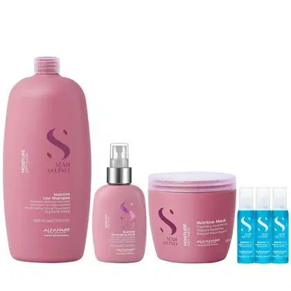 Imagem do produto Kit Alfaparf Semi Di Lino Moisture -  Shampoo 1L +  Máscara 500ml + Fluído 125ml + 3x Ampola 13ml