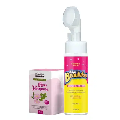 Imagem do produto DUO Óleo de Rosa Mosqueta 10ml e Sabonete Facial Mousse Tutti Frutti Beautyloo 150ml - Face Beautiful | Pele Radiante
