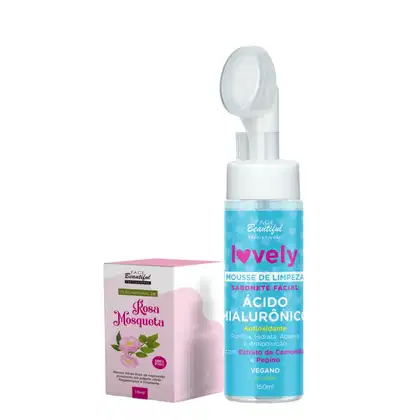 Imagem do produto DUO Óleo de Rosa Mosqueta e Sabonete Facial Lovely Ácido Hialurônico 150ml - Face Beautiful | Skincare Natural