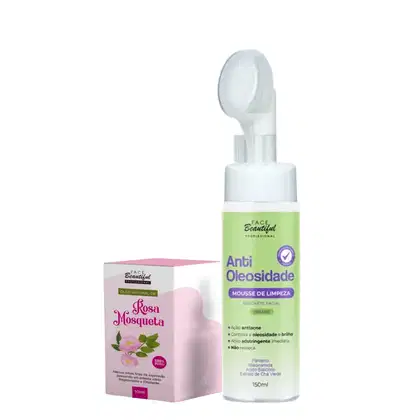Imagem do produto Kit Pele Radiante: Óleo de Rosa Mosqueta 10ml e Sabonete Facial Mousse Antioleosidade 150ml - Face Beautiful