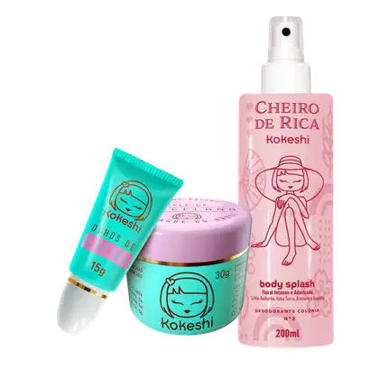 Imagem do produto Kit Frescor Hidratação Kokeshi Pele de Porcelana Olhos Gueixa Cheiro Rica N3 Floral Intenso Adocicado